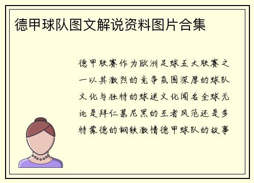 德甲球队图文解说资料图片合集
